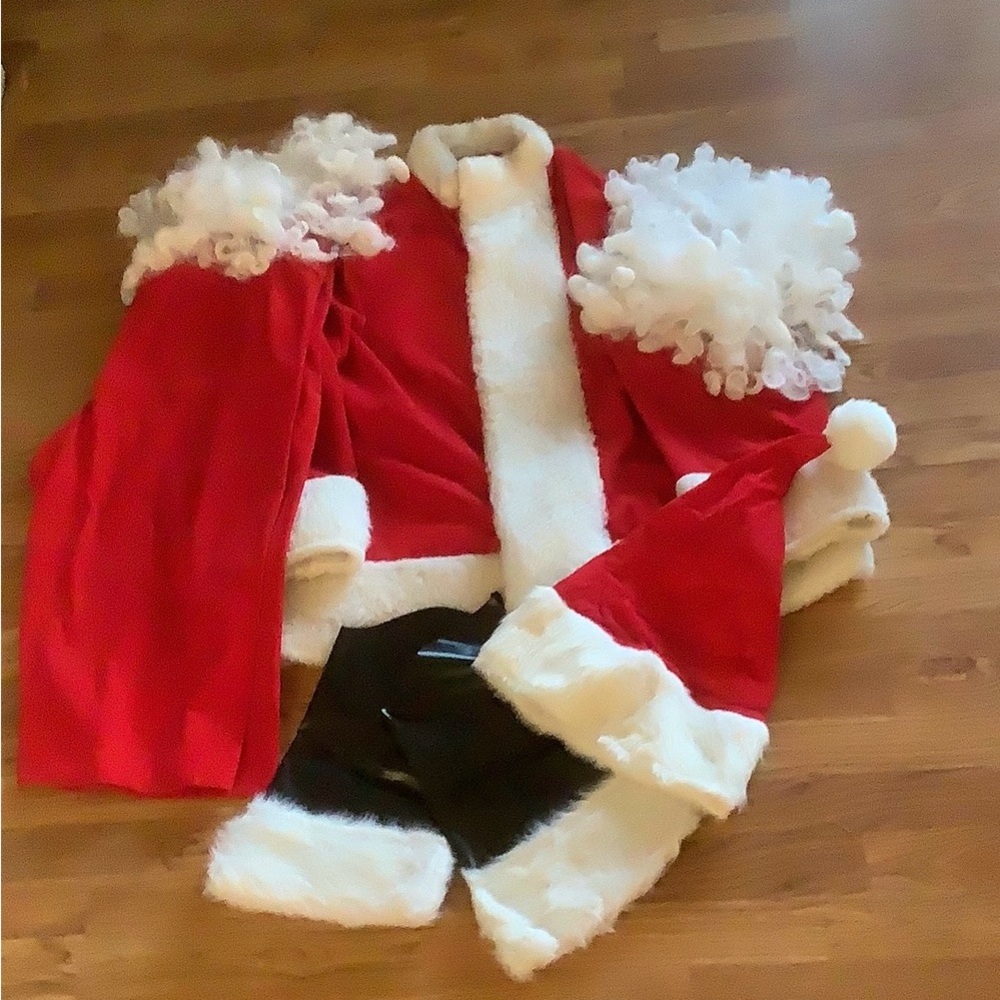 SANTA CLAUSE SUIT COSTUME 7 pieces Faux Fur Christmas Holiday Dress Up Costume - Picture 1 of 7